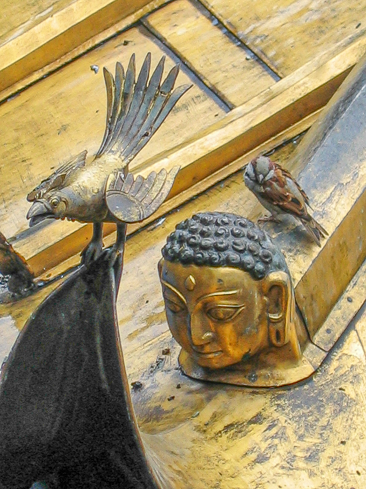 Patan - The Golden temple - Buddha and birds