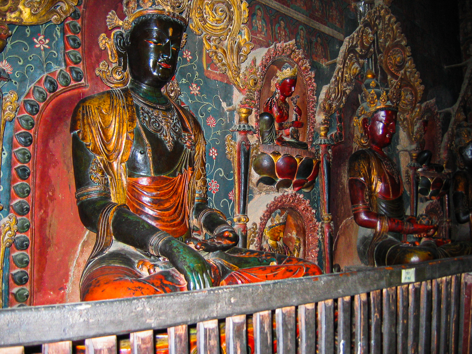 Statues inside the assembly hall, Palcho Monastery.