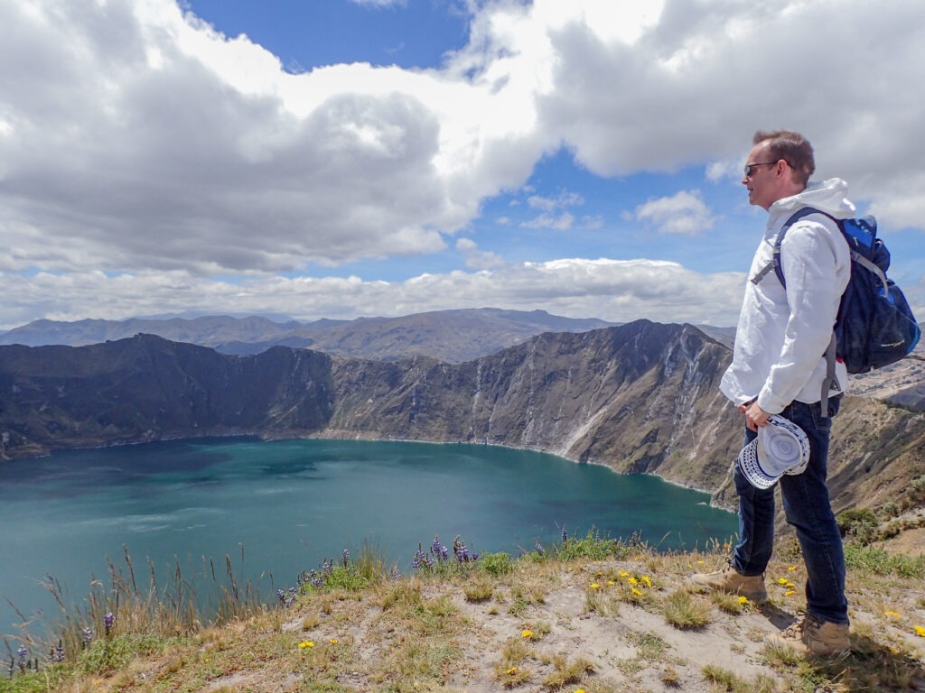 Photo of Angus McCormick taken in 2017 at Quilatoa Volcanic crater, Ecuador.