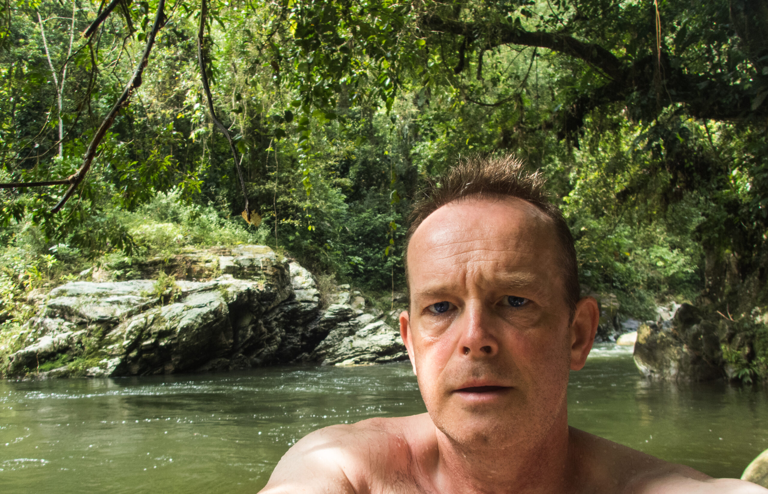 The Lost City, Colombia - cooling off in a jungle river