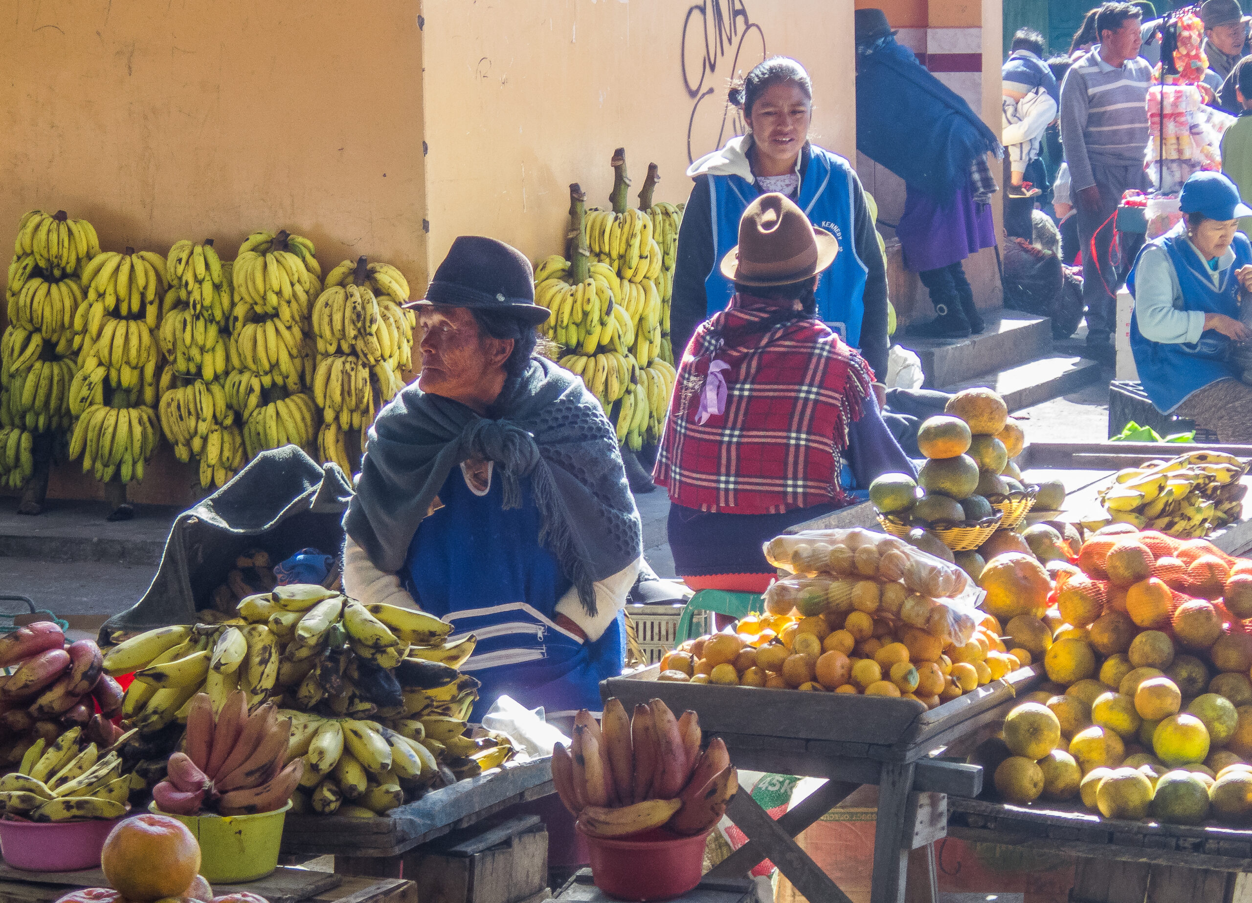 Saquisili Indigenous Central Market - local people with their fruit stalls