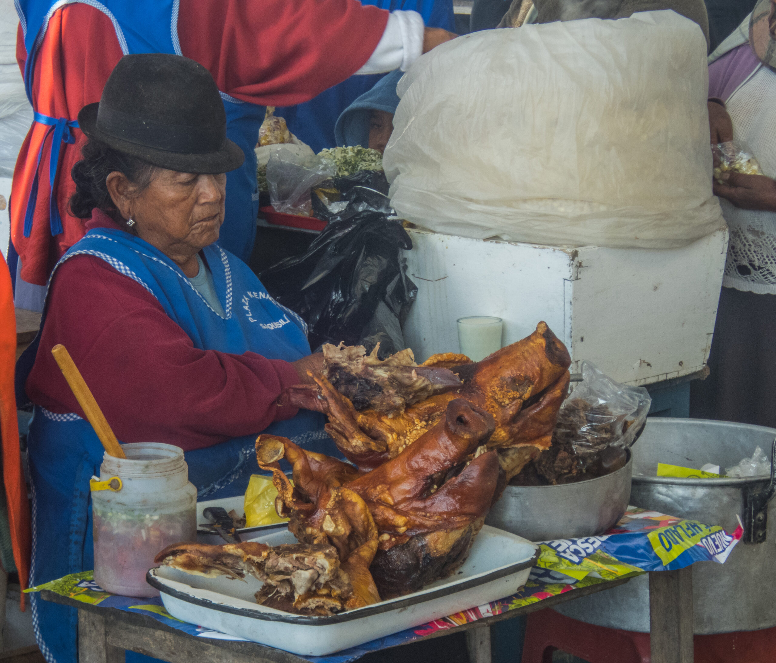 Saquisili Indigenous Central Market - pig's head for sale