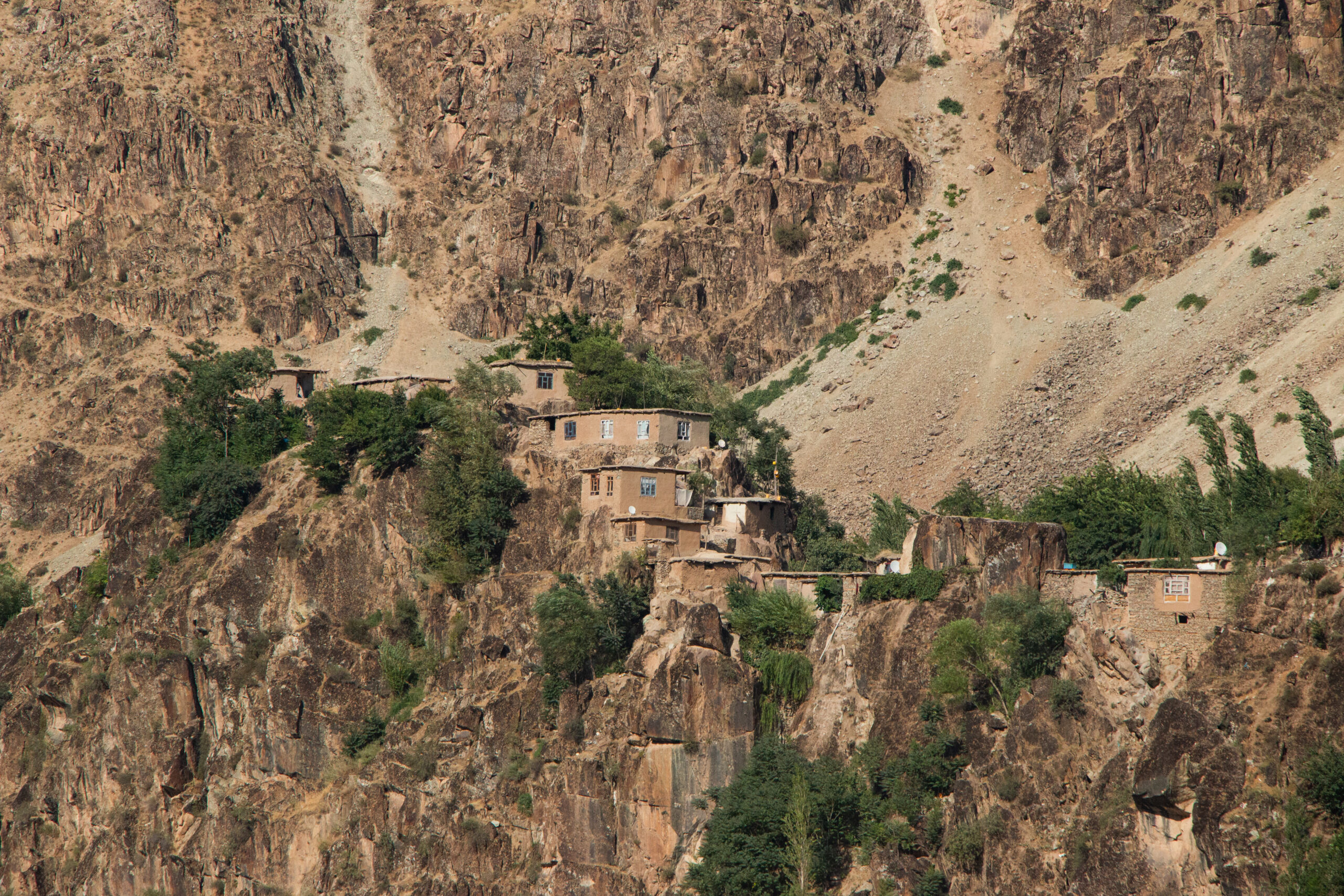 Afghan village - houses perched up the mountain