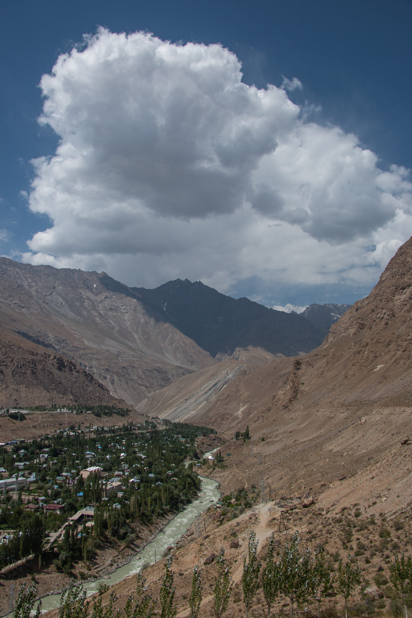 Looking over Khorog, The Pamir Highway. Tajikistan.