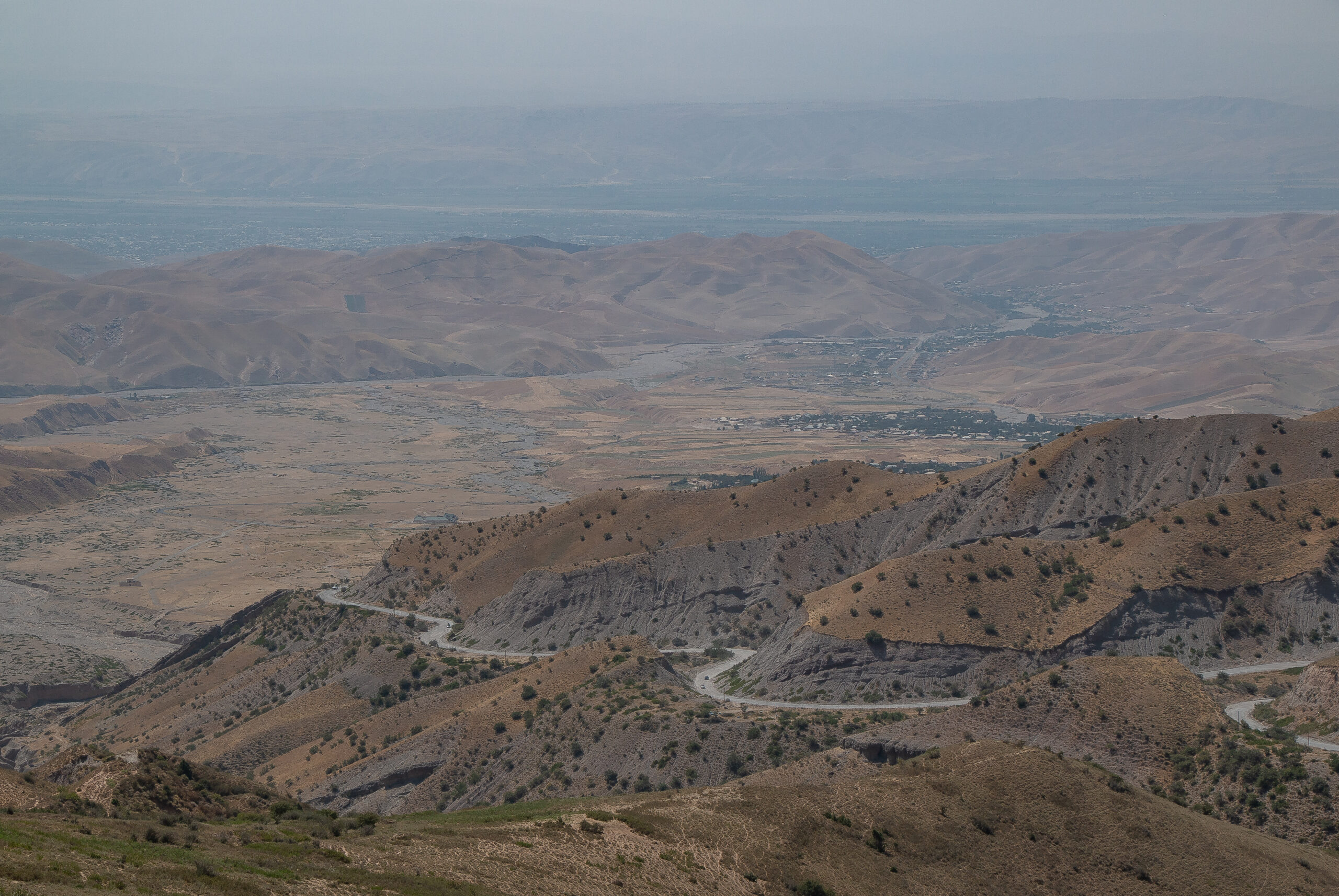 The view of the windy road from Shurabad Pass, The Pamirs, Tajikistan