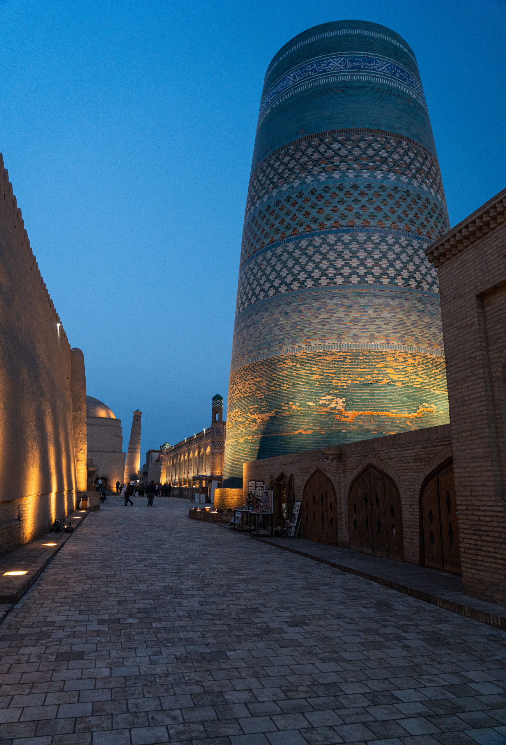 Khiva - Looking through the Itchen Qala from the Kalta Minor Minaret at sunset