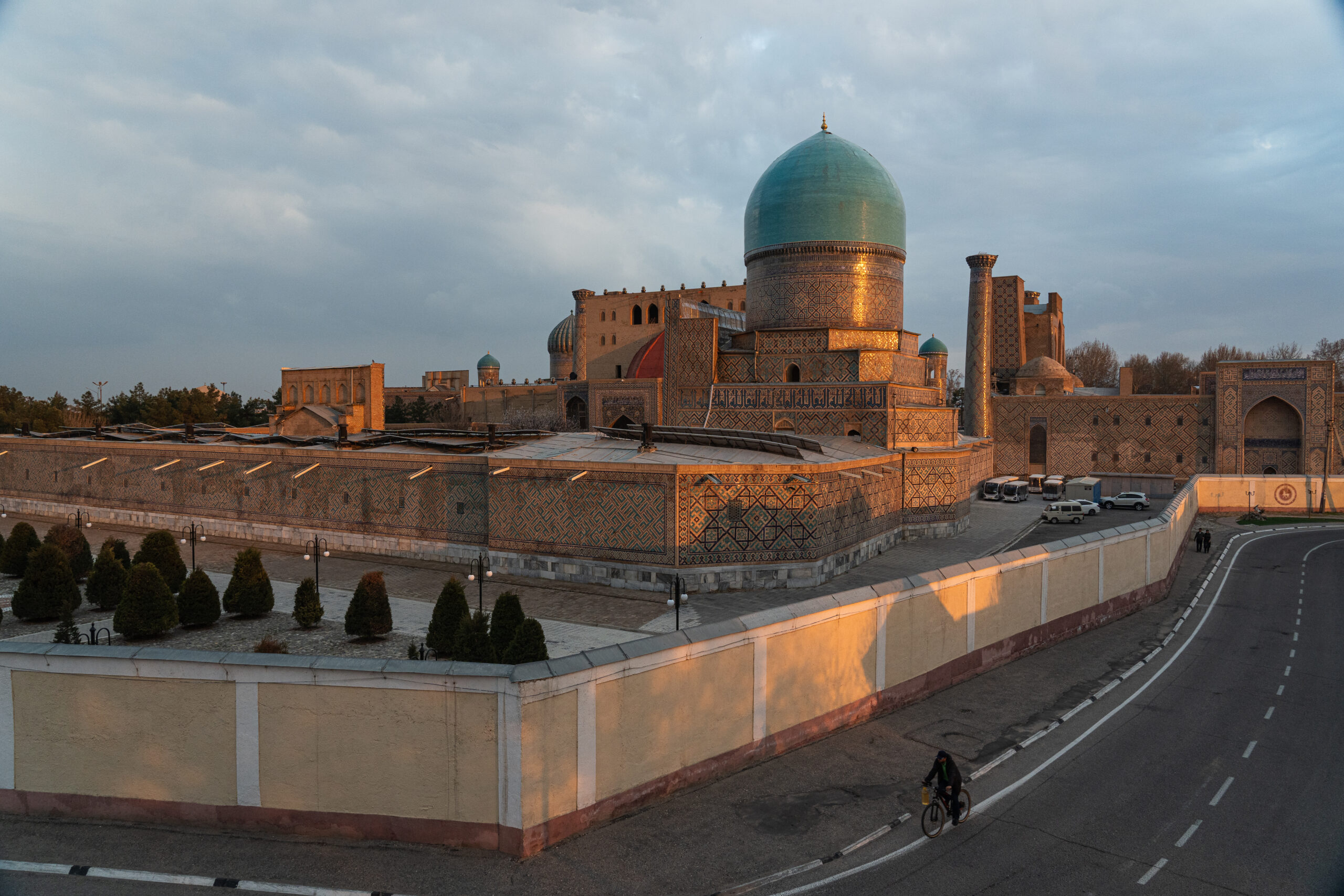 Samarkand -Sunset from the rear of the Tilla Kari Madrasah over The Registan