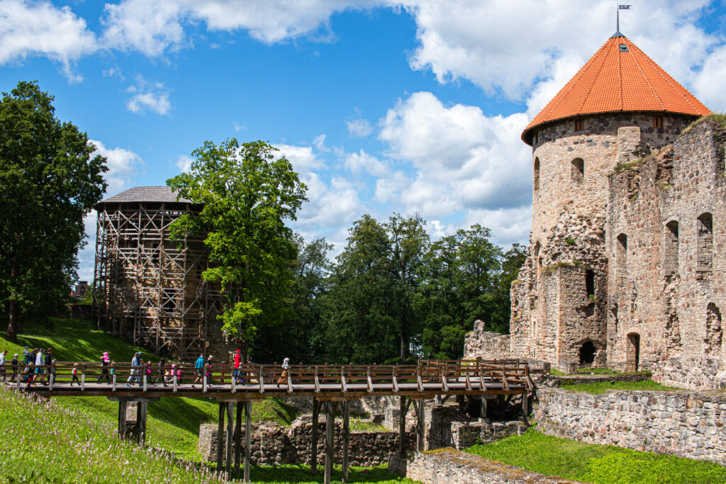 Latvia - Cesis Castle - going over the dry moat