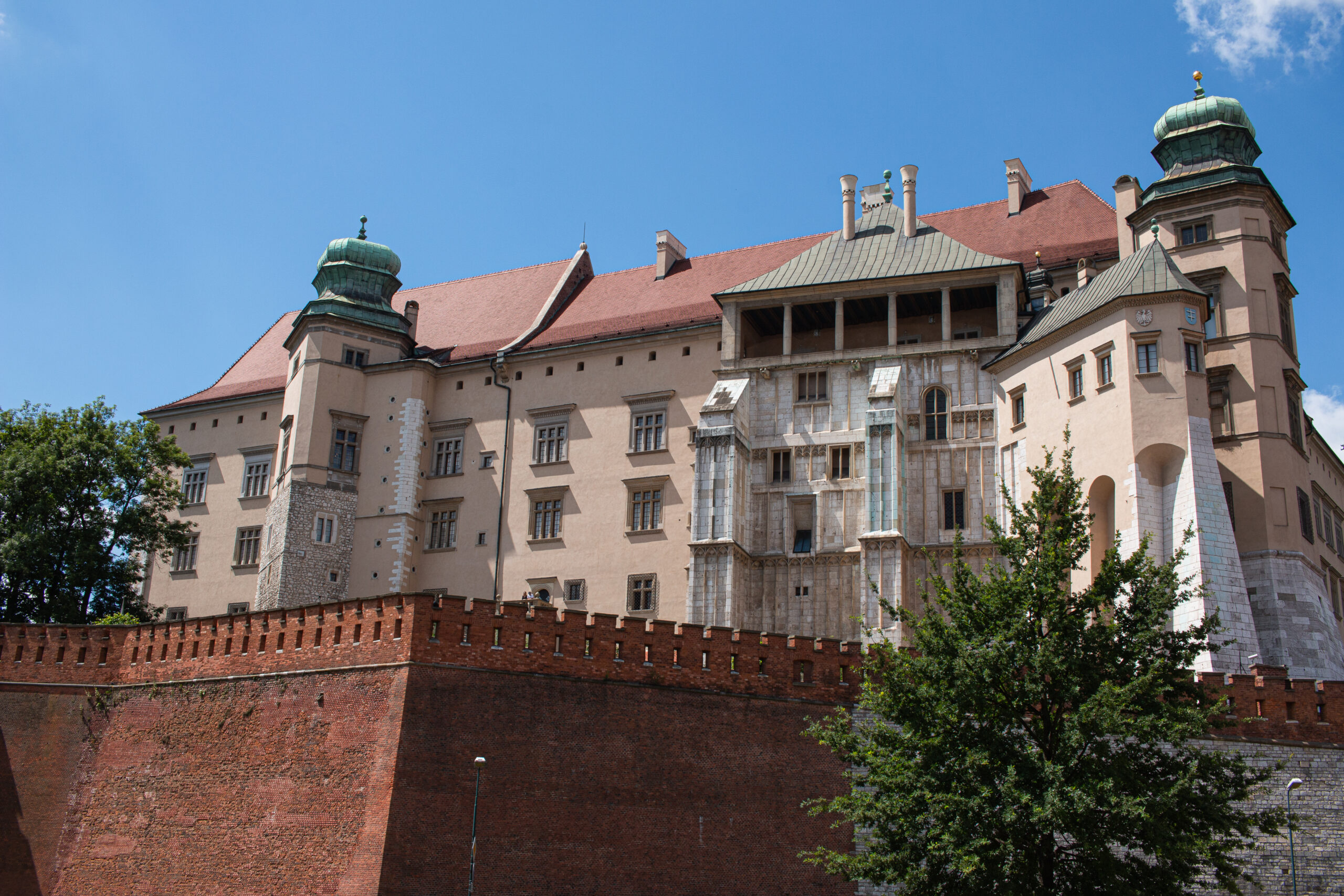 Poland - Krakov-The enormous-Wawel Castle from the main old town street (Grodzka-Street).