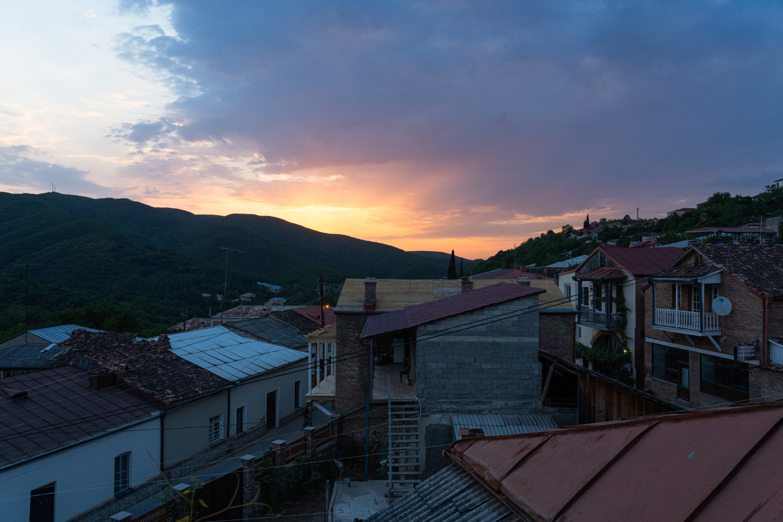 Georgia - Sunset from the rooftop in Sighnaghi