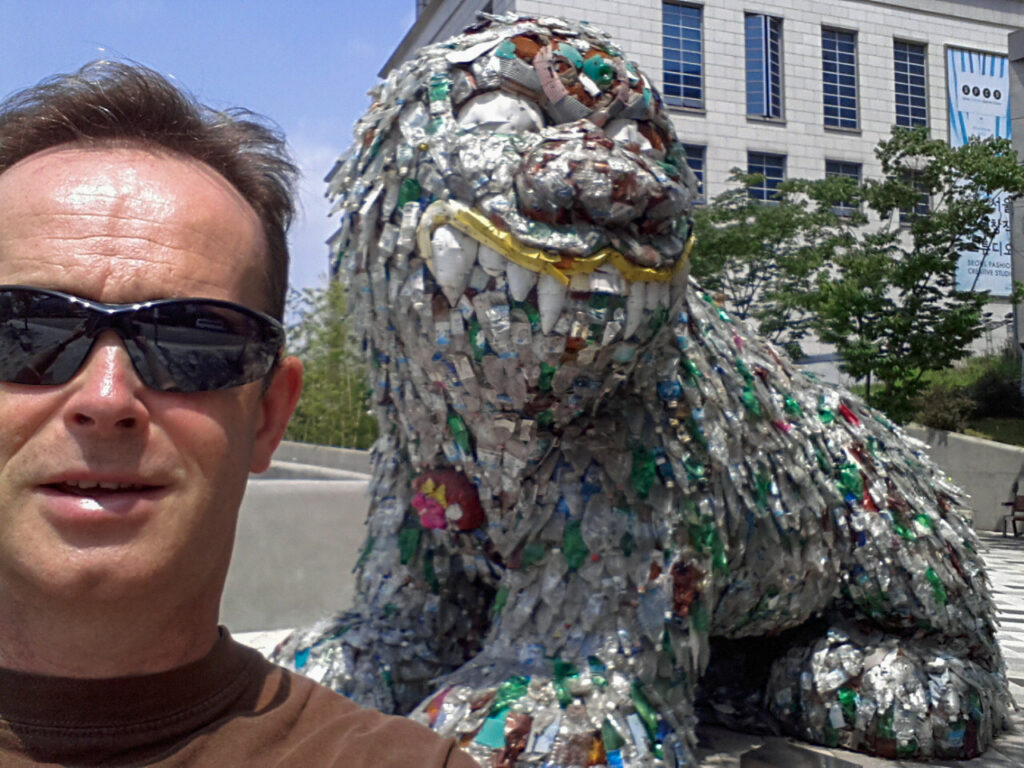 South Korea - Dongdaemun Design Plaza - Haechi recycled plastic statue and Angus