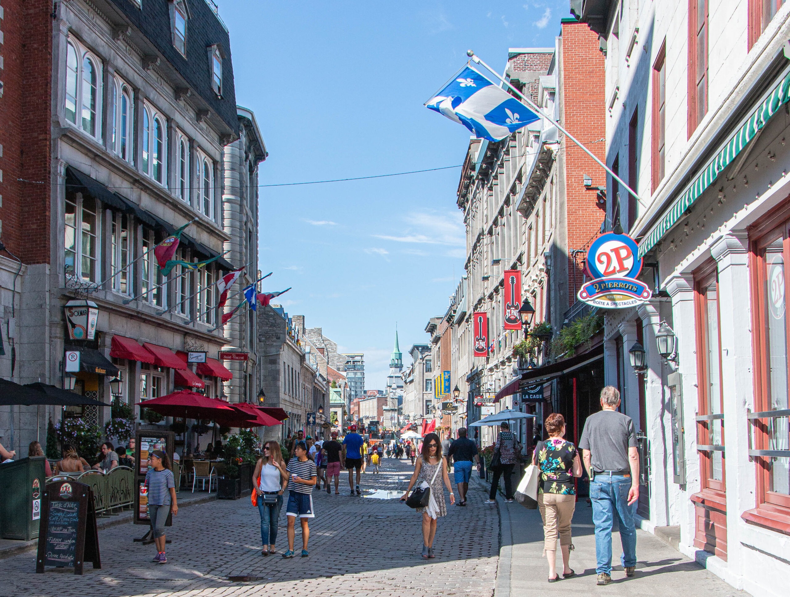 The cobbled Rue Saint Paul - one of Montreal's oldest streets and great for shopping and eating out