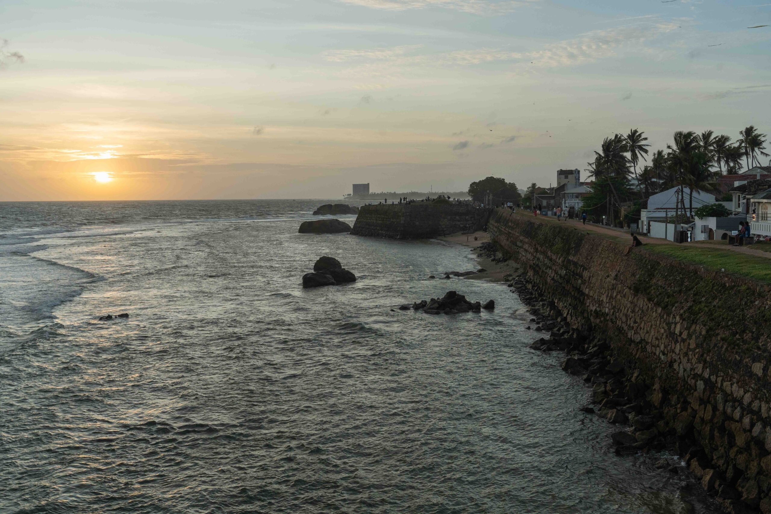 Sunset at Galle Old Fort looking towards the new city